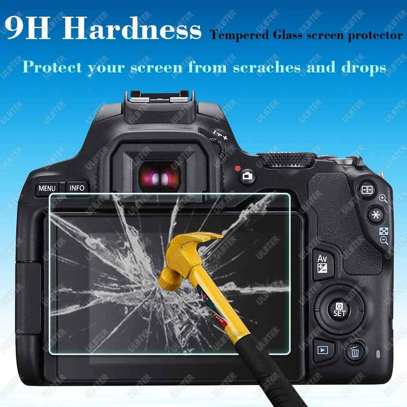 ULBTER Screen Protector for Canon EOS Rebel SL3 / 250D Camera & Hot Shoe Cover, [2+3Pack] 0.3mm 9H Hardness Tempered Glass Flim Anti-Scrach Anti-Fingerprint Anti-Bubble - Image 3